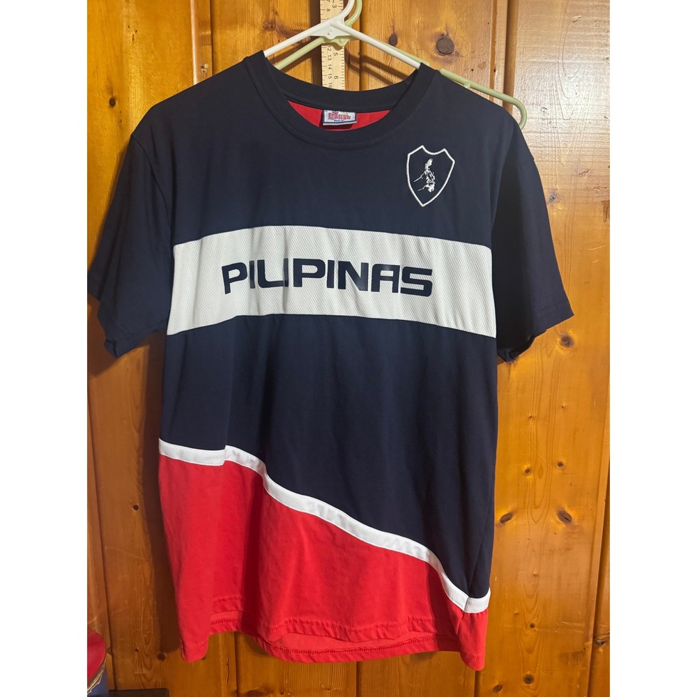 My Philippines Pilipinas Colorblock Graphic T-Shirt Navy Blue Red Mens Medium